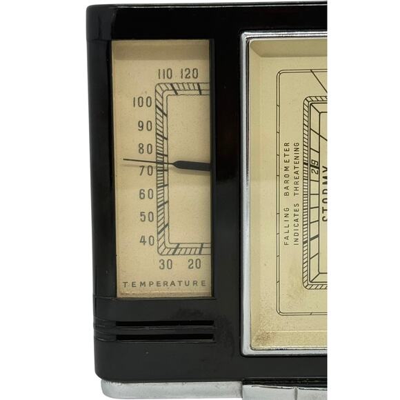 1940’s Art Deco Style Weather Station Black Bakelite Cabinet Fee and Stemwedel - Picture 3 of 15